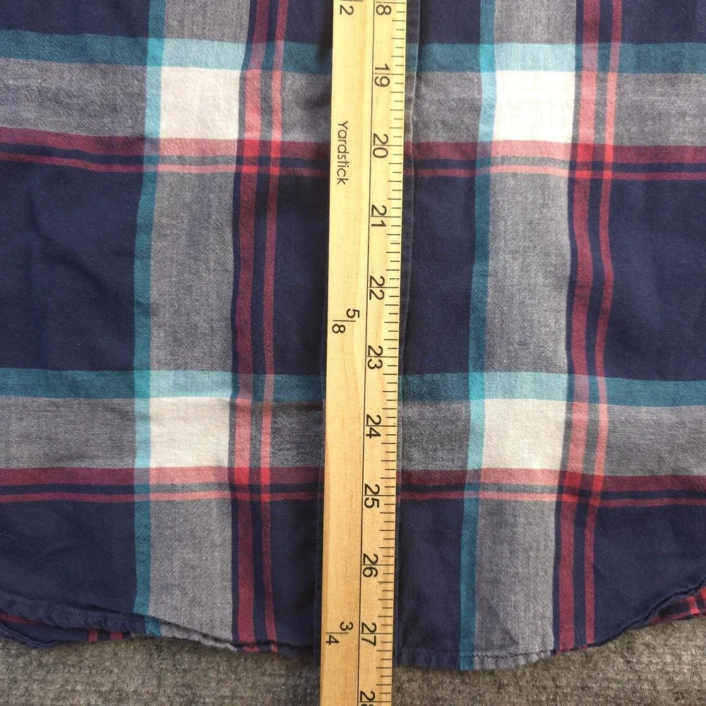 J Crew Shirt Medium Slim Fit Long‎ Sleeve Button Down Blue Plaid Cotton Pocket